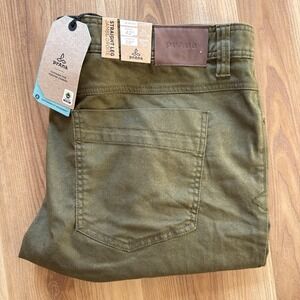 PrAna Bridger Jeans Peat Dark Green/Olive Slim Fit Straight NWT 42x28